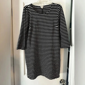 JCrew black and white stripped dress size M